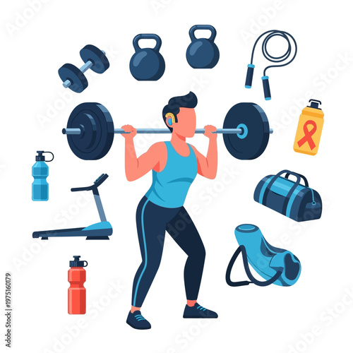 Man Lifting Weights Fitness.