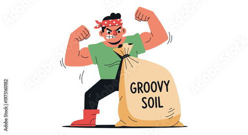 Man Lifting Heavy Soil Bag.