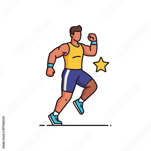 Man Running in Yellow Vest.