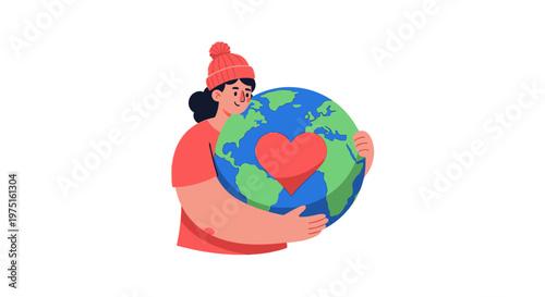 Woman Lovingly Holding Earth Globe.