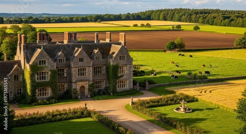 Large English country estate mansion house.