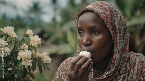 Person enjoys some dairy snack.