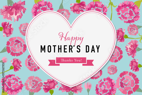 ハート型のカーネーションのカード