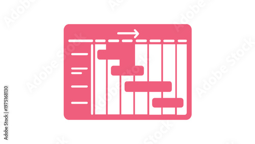 Project management Gantt chart vector icon showing tak completion and schedulin timeline. Minimalist flatillustration for business lanning, workflow organizaion, and productivity tracing.