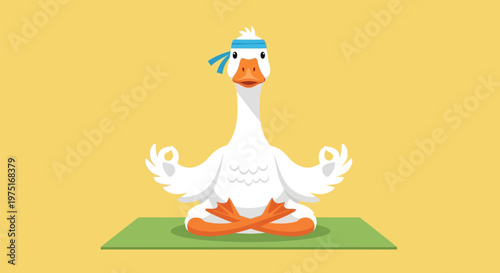 Meditating Duck Wearing Yoga Headband.