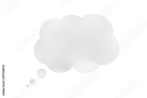 White thought bubble graphic on transparent background representing ideas, dialogue, communication, and creative thinking