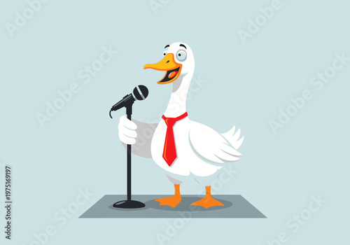 Goose Wearing Red Tie Speaking.