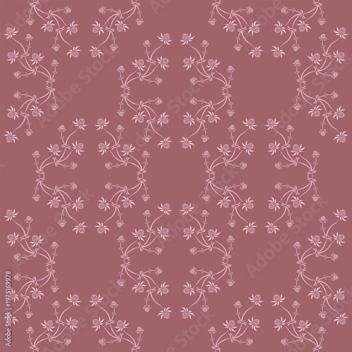 Seamless wallpaper pattern with a floral design in coffee and pink tones. Vector illustration of a seamless floral pattern.