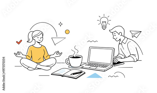 Morning coffee ritual. A simple coffee cup with soft steam rising in smooth curved lines, placed gently on a