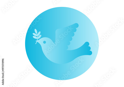 平和の鳩の青色グラデーション円形アイコン