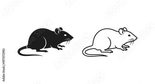 Black and White Rat Silhouettes Vector Design Vector
