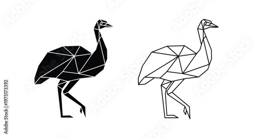 Geometric Origami Birds Art Design Vector