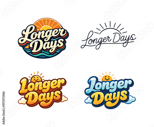 Longer Days. Set lettering. 4 harmonious lettering variations of the same emblematic concept, each with