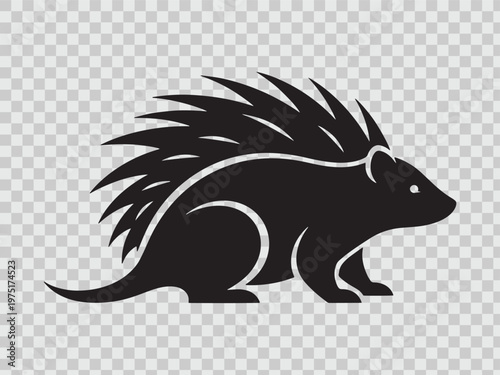 Porcupine silhouette vector graphic representing hedgehog or echidna for forest wildlife theme art.