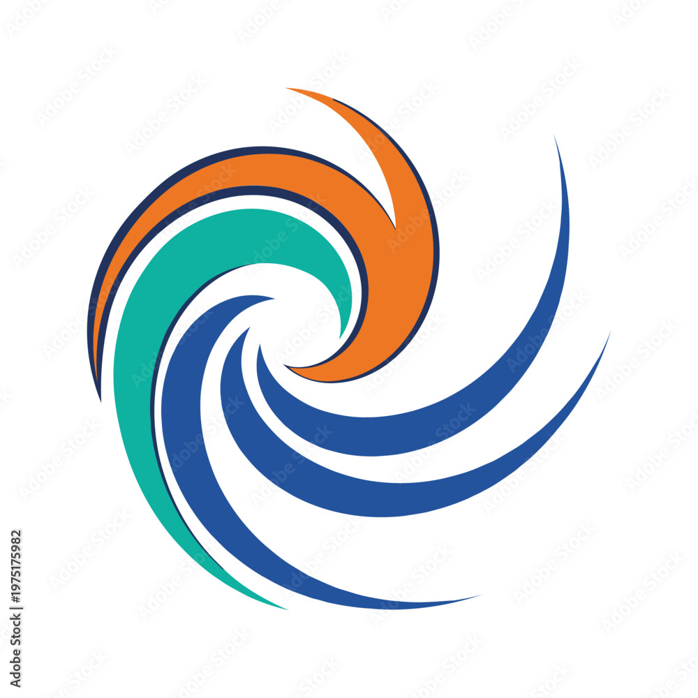 Naklejka premium Abstract Swirl Wave Logo Vector, Modern Dynamic Shape Design