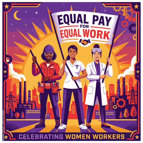 Celebrating Diverse Women Workers Advocating for Equal Pay and Equity in the Workplace