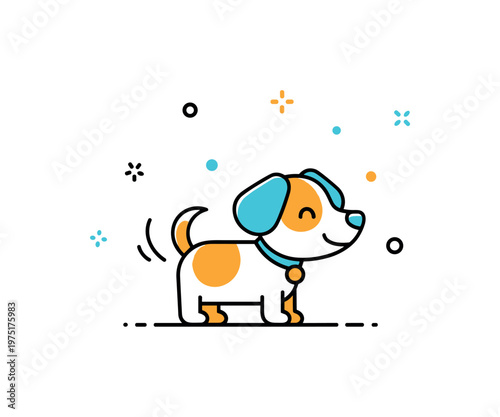 Cute dog joy a tiny dog happily wagging its tail with a bright expression and clean balanced composition. A friendly and uplifting visual of simple happiness,