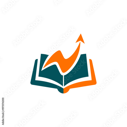Complementary Colors Open Book Icon with Rising Creative Stroke. transparent.