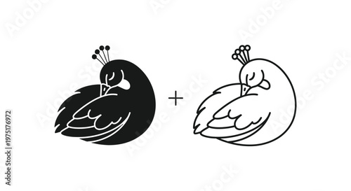 Peacock and Peahen Illustration: Symbols of Beauty & Elegance Vector