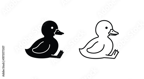 Cute Duckling Silhouette Designs for Kids Art Vector