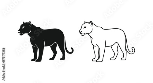 Black vs White Panther Silhouettes Design Vector