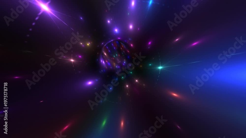 bstract Cosmic Light Tunnel With Colorful Stars and Energy Portal