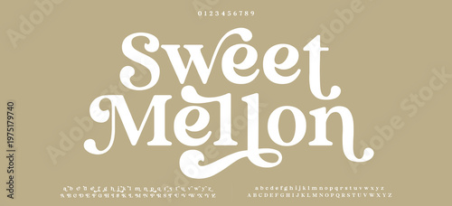 Sweet Mellon Beauty Luxury font alphabet logo. Typography beautiful fashion elegant classic letters serif italic fonts decorative wedding vintage blossom logos. vector illustration
