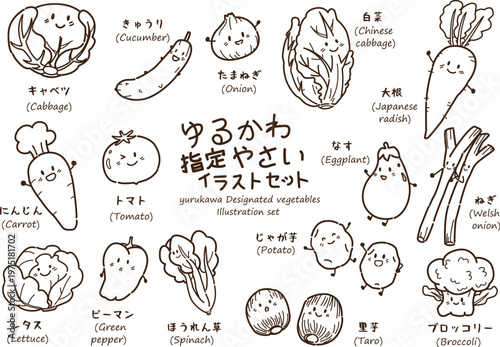 ゆるかわ指定野菜　線画