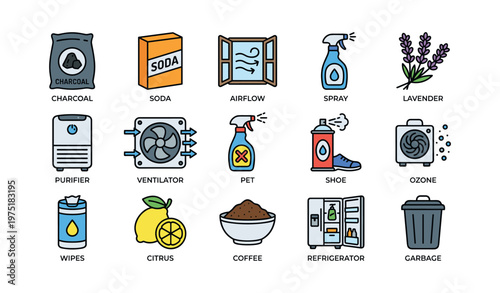Household odor solutions: charcoal, soda, airflow, spray, lavender, purifier, ventilator, pet, shoe, ozone