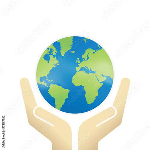 Hands Holding Earth Vector Illustration for Environmental Care Concept