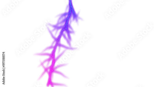 Purple Pink Gradient Glow Lightning Strike Isolated on Transparent Background