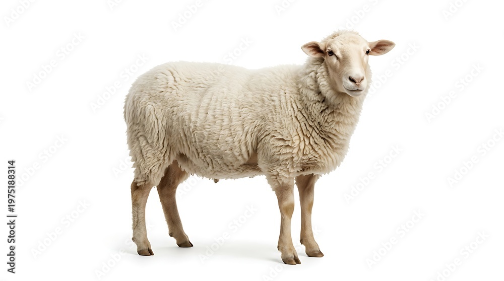 Fototapeta premium Isolated sheep on white background in full body pose for design projects