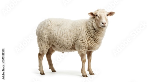 Isolated sheep on white background in full body pose for design projects