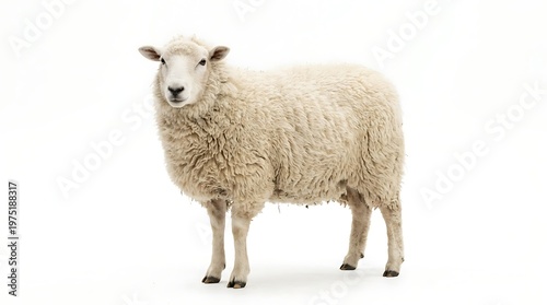 Isolated sheep on white background for design and commercial purposes