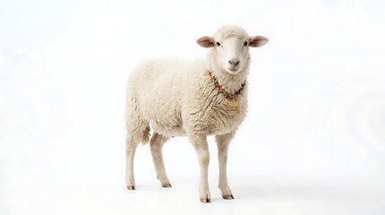 Isolated sheep stands gracefully on white backdrop animal photography