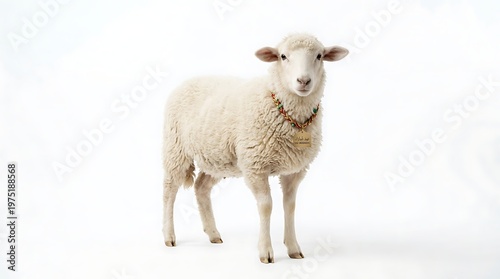 Isolated sheep stands gracefully on white backdrop animal photography