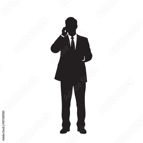 silhouette of a businessman talking on the phone
