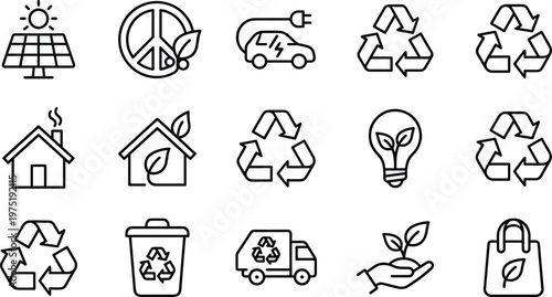 Fotografía A collection of eco-friendly icons representing sustainable living and environme