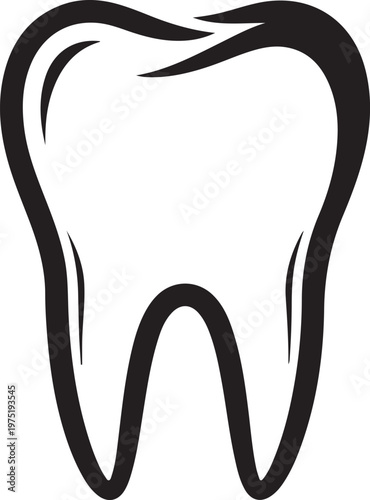 A black and white drawing of a tooth Vector, illustration