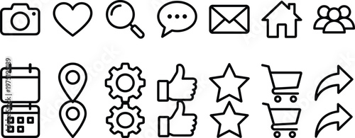 A collection of various icons for navigation and communication on a website or application