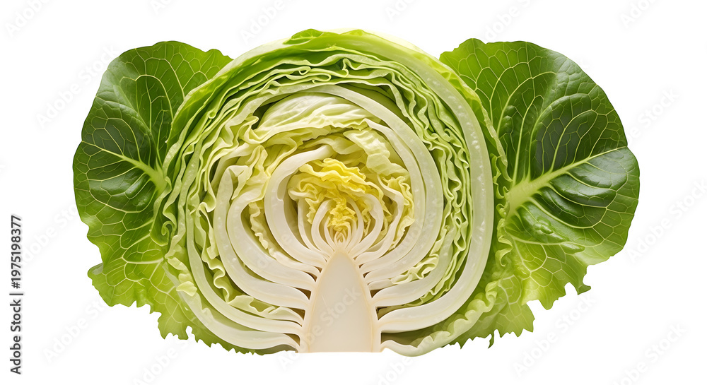 Obraz premium Fresh cabbage half isolated on transparent background a vibrant vegetable close up