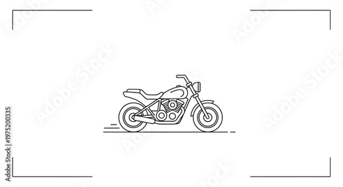 Minimalist Line Art of a Classic Motorcycle on a White Background
