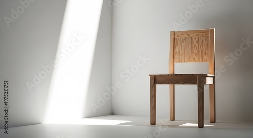 Single Wooden Chair Bathed in Dramatic Sunlight