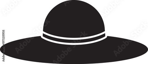 Black silhouette of a sun hat for summer fashion and protection