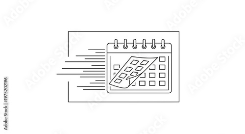 Fast Calendar Page Turn, Time Passing, Deadline Concept, Speed Lines