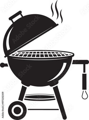 Charcoal grill with smoke icon graphic barbecue outdoors charcoal