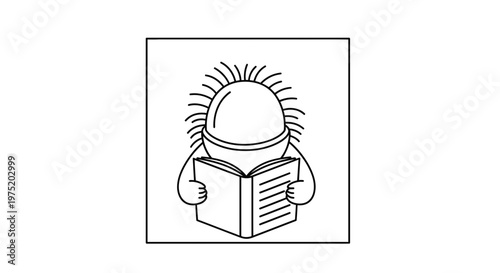 Cute cartoon character reading a book, symbolizing education and knowledge