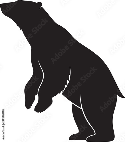A black silhouette of a bear standing on its hind legs Vector, illustration