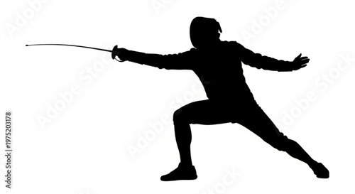 Dynamic Fencer Silhouette in Lunge Pose