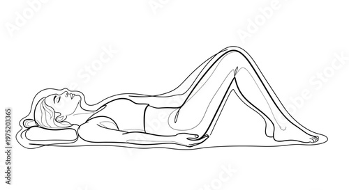 Woman Lying Down Relaxing on Back, Peaceful Sleep, Meditation Pose, Calm Mind